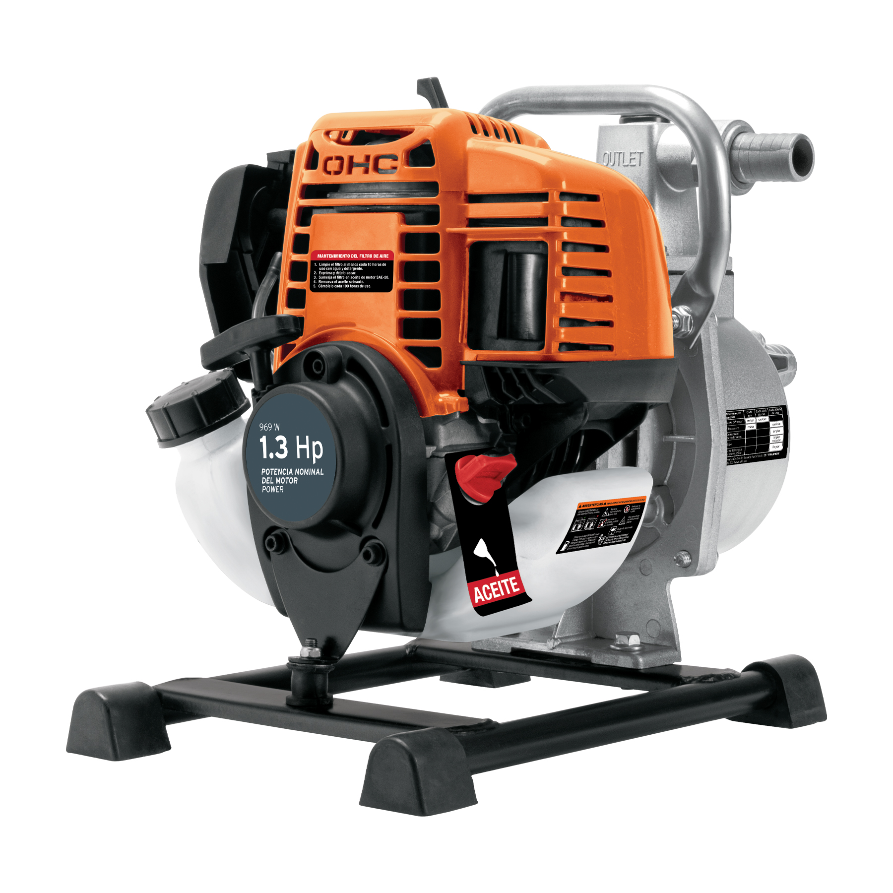 motobomba sobre una superficie